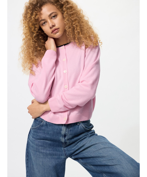 カシミヤクルーネックショートカーディガン