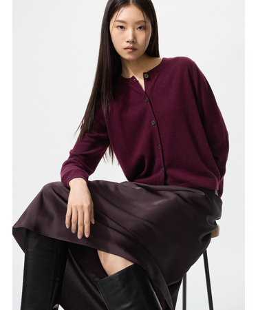 カシミヤクルーネックショートカーディガン