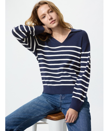 ウォッシャブルニットリブポロセーター