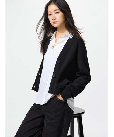 スムースコットンVネックショートカーディガン