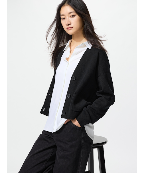 スムースコットンVネックショートカーディガン