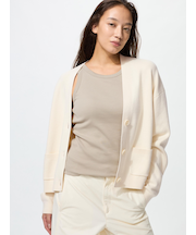 スムースコットンVネックショートカーディガン