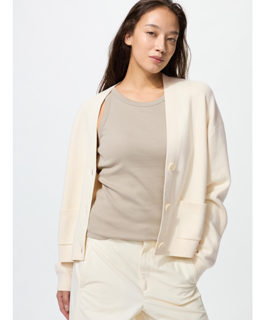 スムースコットンVネックショートカーディガン