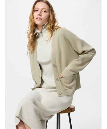 スムースコットンVネックショートカーディガン