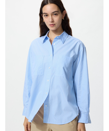 コットンオーバーサイズシャツ/ストライプ