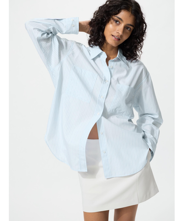 コットンオーバーサイズシャツ/ストライプ