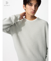 ウォッシャブル3Dクルーネックセーター