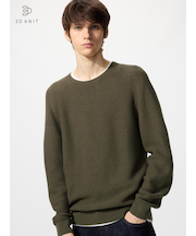 ウォッシャブル3Dクルーネックセーター