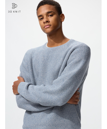 ウォッシャブル3Dクルーネックセーター