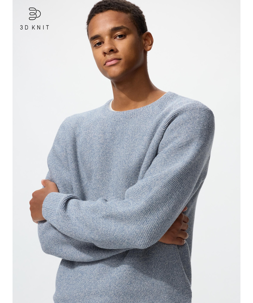 ウォッシャブル3Dクルーネックセーター