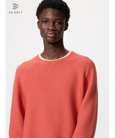 ウォッシャブル3Dクルーネックセーター