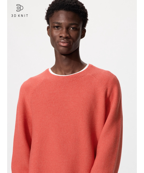 ウォッシャブル3Dクルーネックセーター