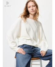 3Dコットンクルーネックボリュームスリーブセーター