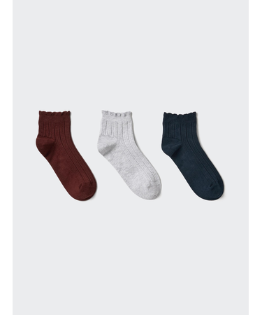 ショートソックス/3足組/フリル