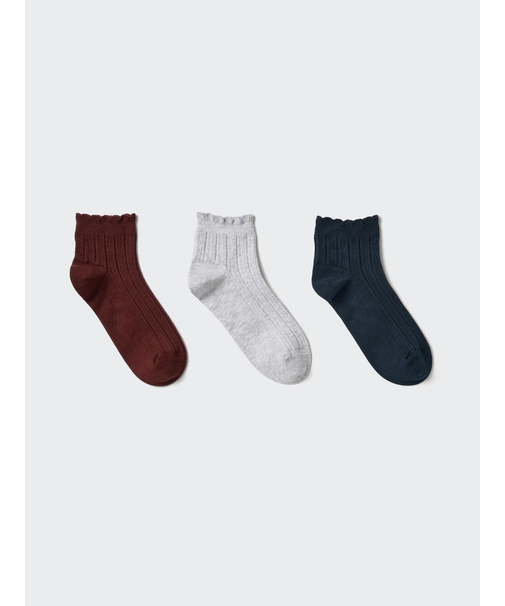 ショートソックス/3足組/フリル