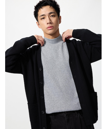 ソフトニットフリースモックネックT