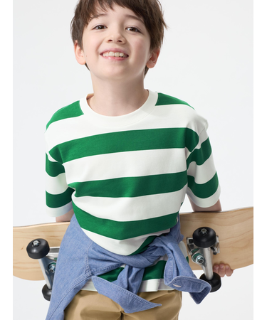 エアリズムコットンボーダークルーネックT