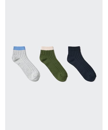 ショートソックス/3足組/リブライン