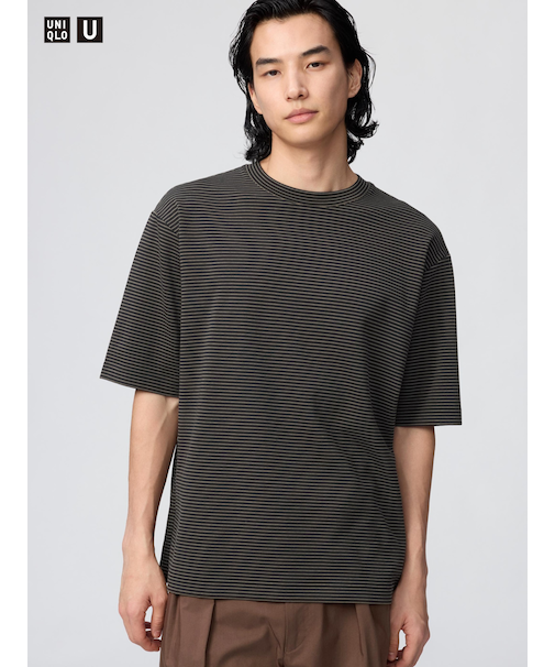 エアリズムコットンオーバーサイズボーダーTシャツ