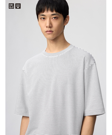 エアリズムコットンオーバーサイズボーダーTシャツ