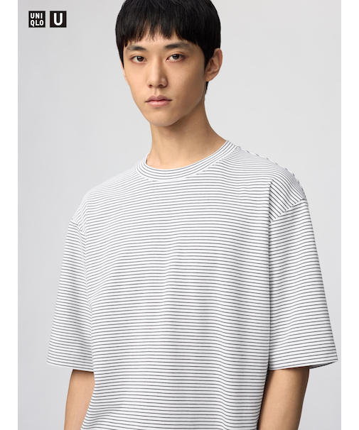 エアリズムコットンオーバーサイズボーダーTシャツ