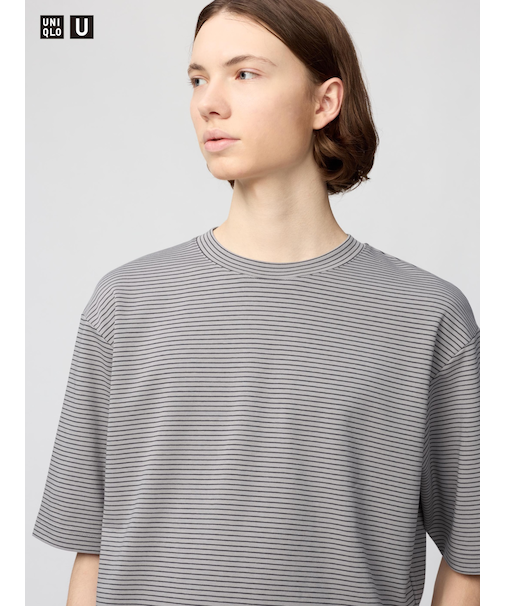 エアリズムコットンオーバーサイズボーダーTシャツ