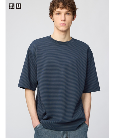 エアリズムコットンオーバーサイズボーダーTシャツ