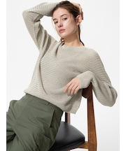 3Dメッシュクルーネックセーター