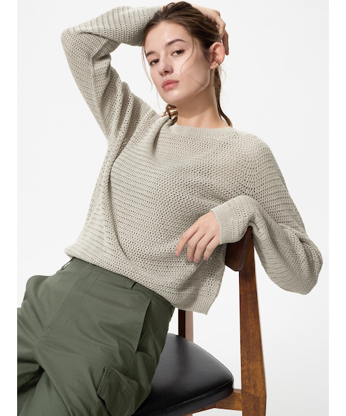 3Dメッシュクルーネックセーター