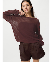 3Dメッシュクルーネックセーター