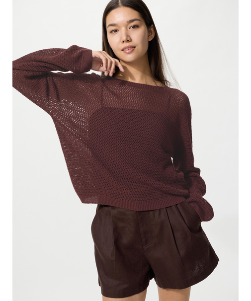 3Dメッシュクルーネックセーター