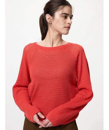 3Dメッシュクルーネックセーター