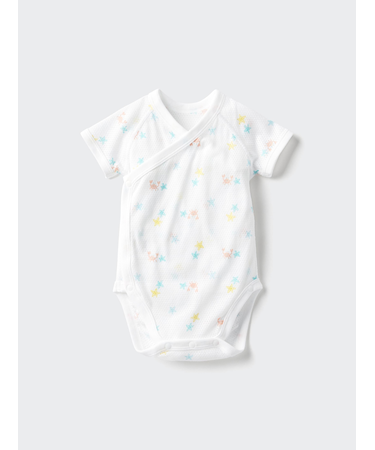 コットンメッシュボディスーツ/前開き