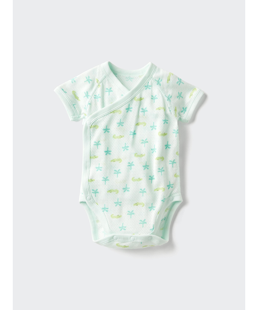 コットンメッシュボディスーツ/前開き