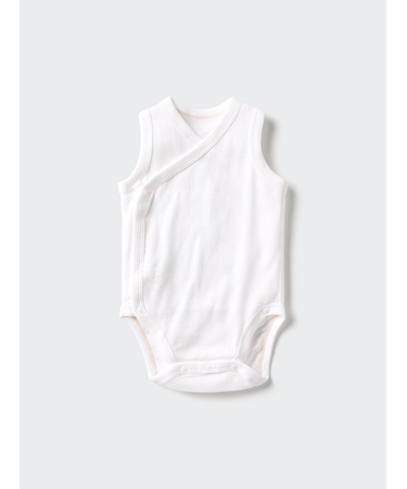 コットンメッシュボディスーツ/ノースリーブ/前開き