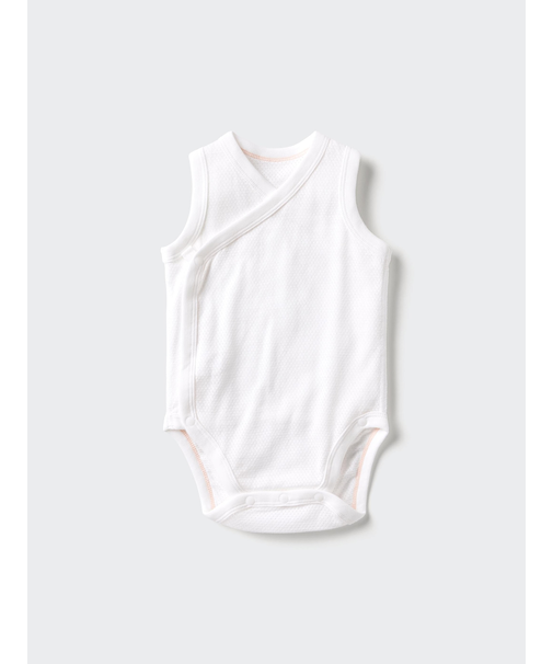 コットンメッシュボディスーツ/ノースリーブ/前開き