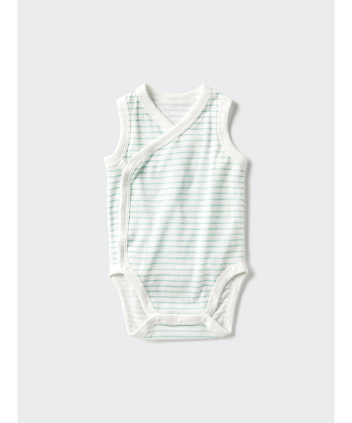 コットンメッシュボディスーツ/ノースリーブ/前開き