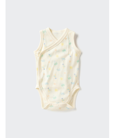 コットンメッシュボディスーツ/ノースリーブ/前開き