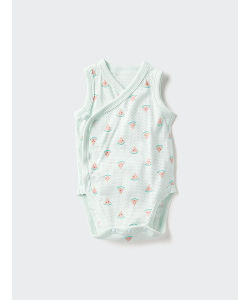 コットンメッシュボディスーツ/ノースリーブ/前開き