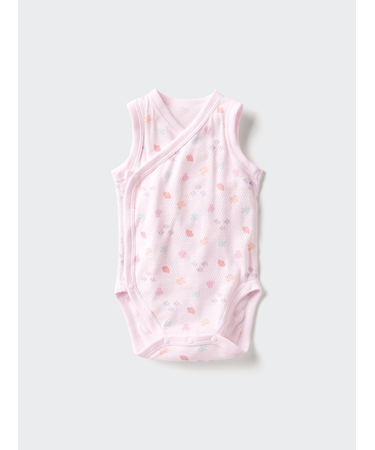 コットンメッシュボディスーツ/ノースリーブ/前開き