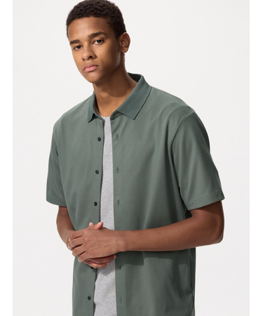 エアリズムコットンカノコフルオープンポロシャツ