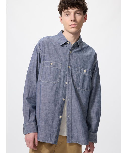 シャンブレーオーバーシャツ