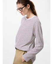 ソフトコットンラウンドヘムT/長袖/ボーダー