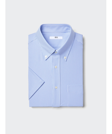 ドライノンアイロンジャージーシャツ/ボタンダウン/ストライプ