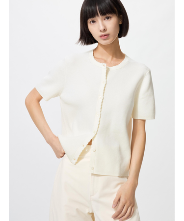 スカラップクルーネックカーディガン