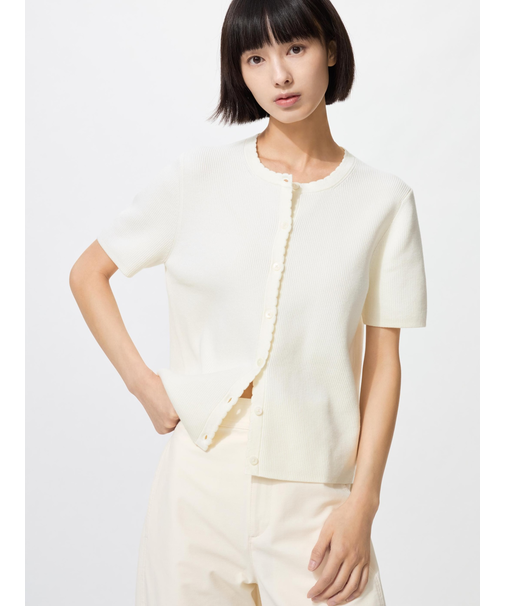 スカラップクルーネックカーディガン