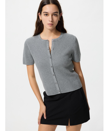 スカラップクルーネックカーディガン