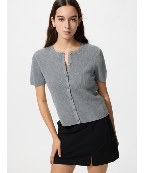 スカラップクルーネックカーディガン