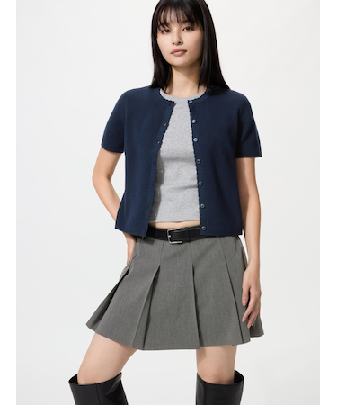 スカラップクルーネックカーディガン