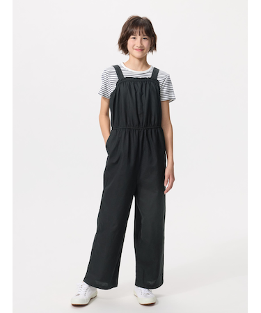 GIRLS リネンブレンドサロペット